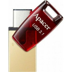 APACER USB Flash Drive AH180, USB 3.1 & Type-C, 64GB, Red AP64GAH180R-1